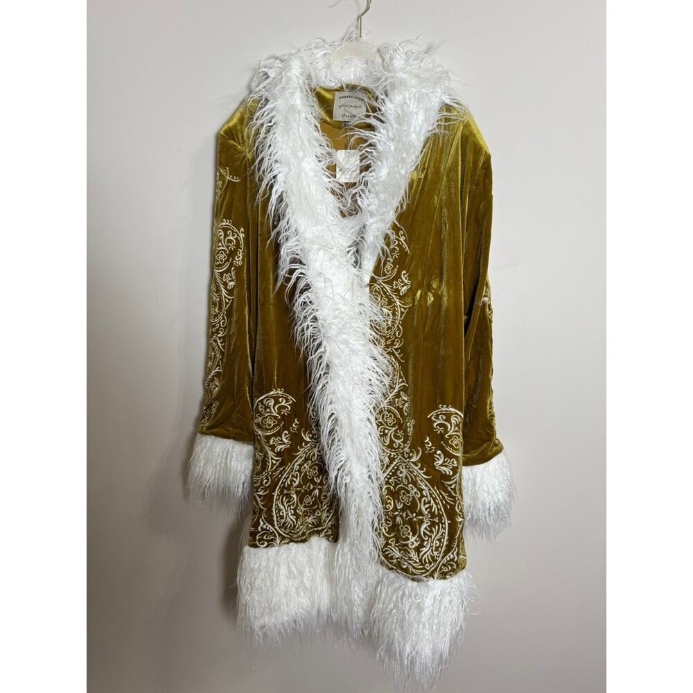 Understated Leather x Free People Moon Glow Faux Fur Duster Coat Gold XL - Picture 2 of 6